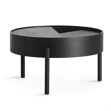 Arc Couchtisch Ø 66 cm H 38 cm von Woud in Esche schwarz lackiert
