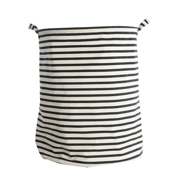 Wäschekorb Stripes Ø 40 x H 50 cm von House Doctor in schwarz / weiß