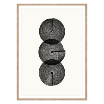 artvoll - Circles No. 3 Poster mit Rahmen, Eiche natur
