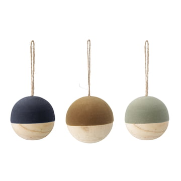 Weihnachtskugeln aus Theaceaeholz Ø 7 cm (3er-Set) von Bloomingville in multi- color