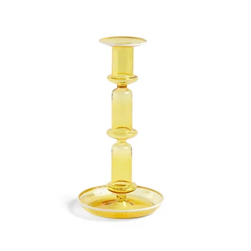 Flare Kerzenständer, H 21 cm, gelb / weiß von HAY