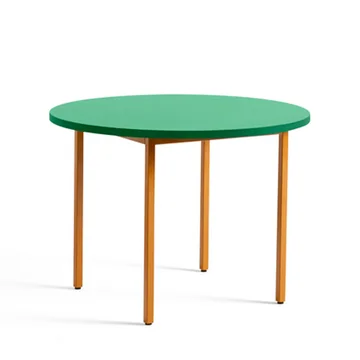 Two-Colour Esstisch Ø 105 cm von HAY in runder Ausführung in der Farbe mint / ocker