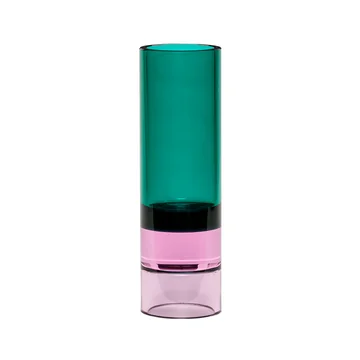 Kristall Teelichthalter / Vase, grün / pink von Hübsch Interior