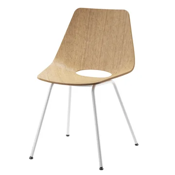 Thonet - S 661 Stuhl, Stahl weiß / Eiche