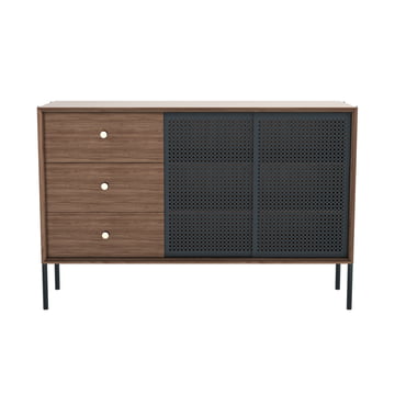 Gabin Sideboard hoch mit Schubladen, walnuss natur / schiefer grau von Hartô