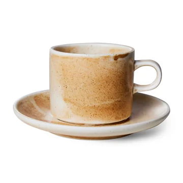 Chef Ceramics Tasse mit Untertasse, 220 ml, rustic cream/brown von HKliving