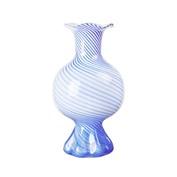 Mella Vase von Broste Copenhagen in der Farbe intense blue / off-white