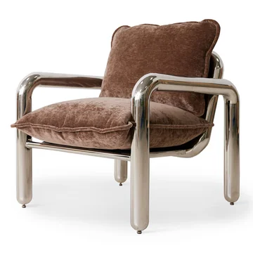 Chrom- Loungesessel, samtbraun von HKliving