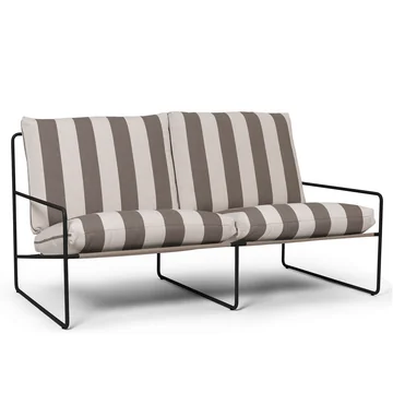 Desert Stripe Outdoor 2-Sitzer Sofa, schwarz / schokolade von Ferm Living
