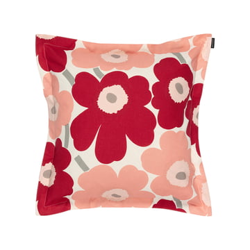 Marimekko - Pieni Unikko Kissenbezug, 50 x 50 cm, cotton / dark cherry / rose 