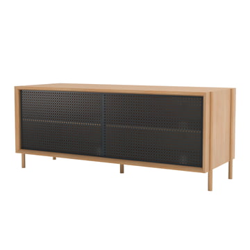 Hartô - Gabin Sideboard 122 x 49 cm, Eiche natur / schiefergrau