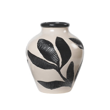 Broste Copenhagen - Herbert Vase Ø 25 x 30 cm, schwarz / rainy day grey