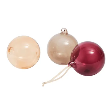 Ferm Living - Glass Baubles Weihnachtskugel, L, rosarot transluzent (3er Set)