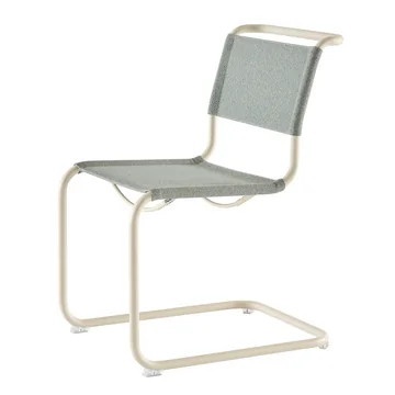Thonet - S 33 V Stuhl, perlweiß / ray ( Stoff Rohi Cento)