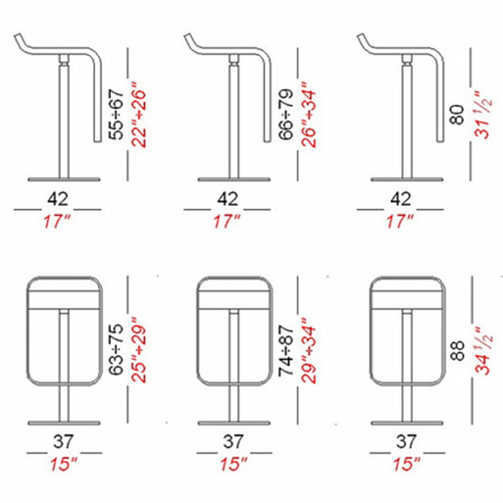 Die Maße des Lem Barhockers von Lapalma