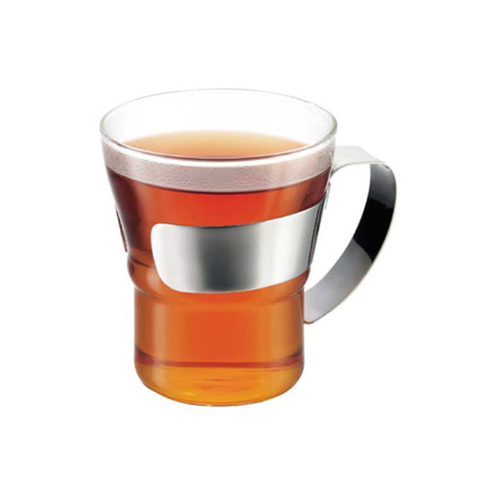 Bodum - Assam Teeglas mit Edelstahlgriff, mit Tee