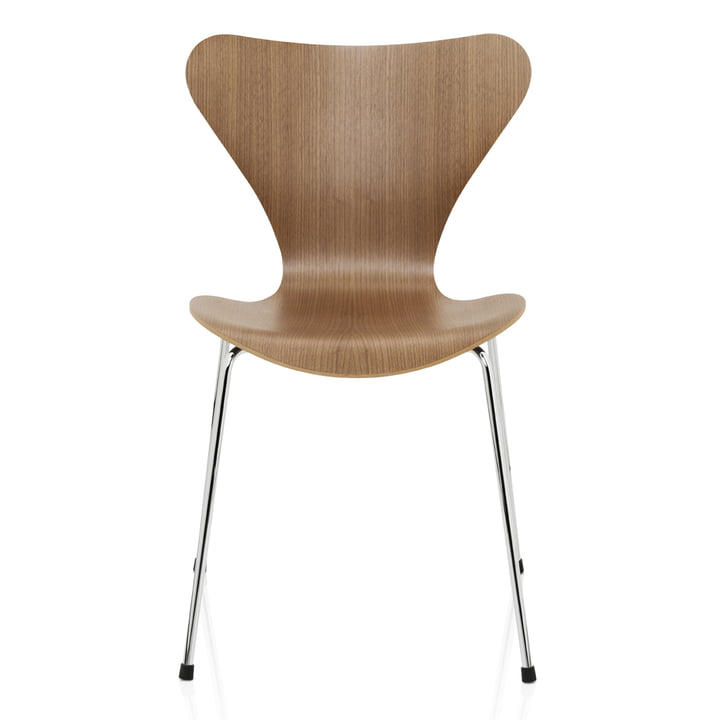 Serie 7 Stuhl (46,5 cm) von Fritz Hansen in Walnuss Natur / verchromt