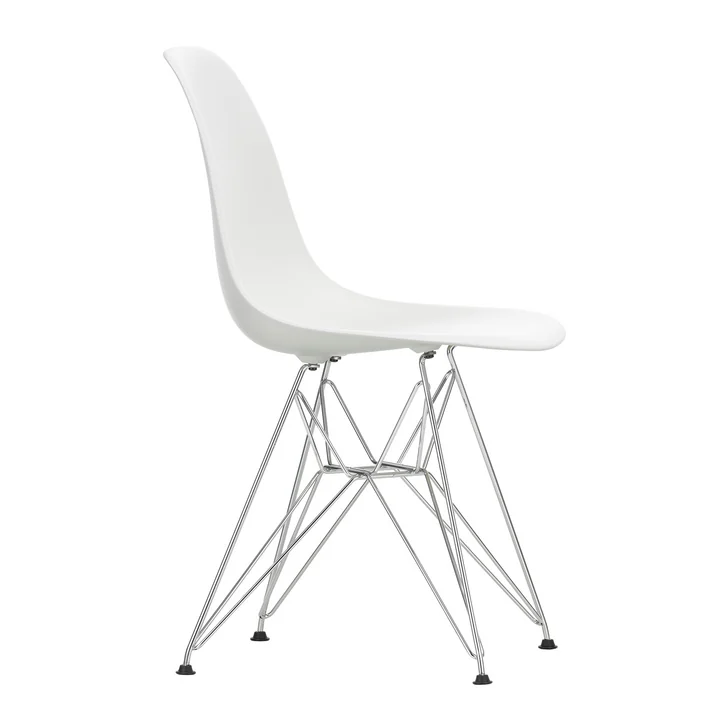 Eames Plastic Side Chair DSR von Vitra in verchromt / weiß