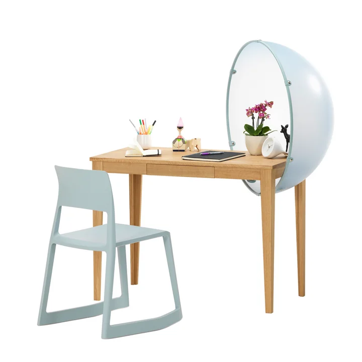 Sphere Table Gruppe in der Farbe blau mit Tip Ton von Vitra
