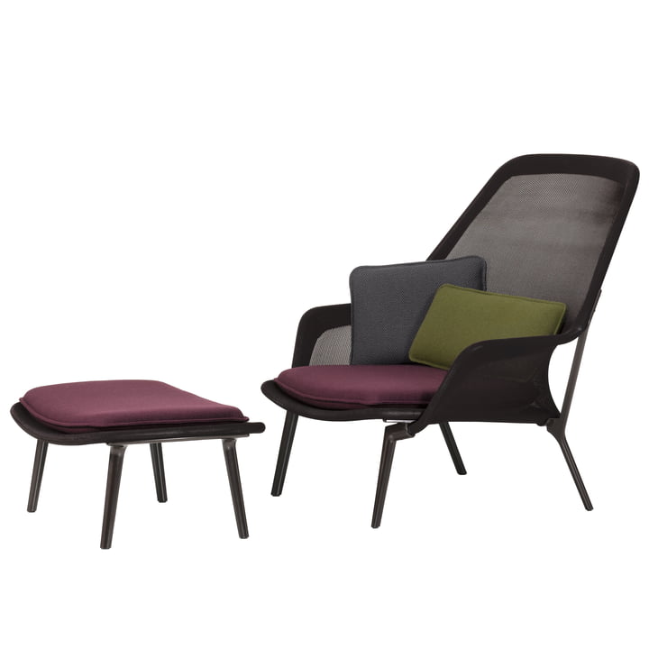 Slow Chair & Ottoman von Vitra in chocolate und braun