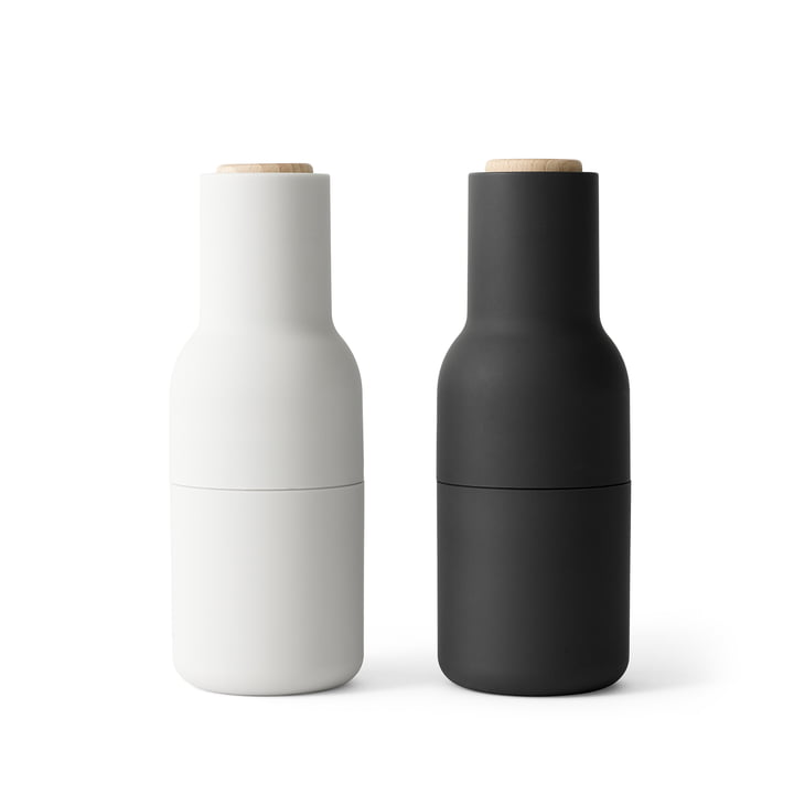 Bottle Salz- und Pfeffermühlen Set von Menu in Ash / Carbon (Holzdeckel)