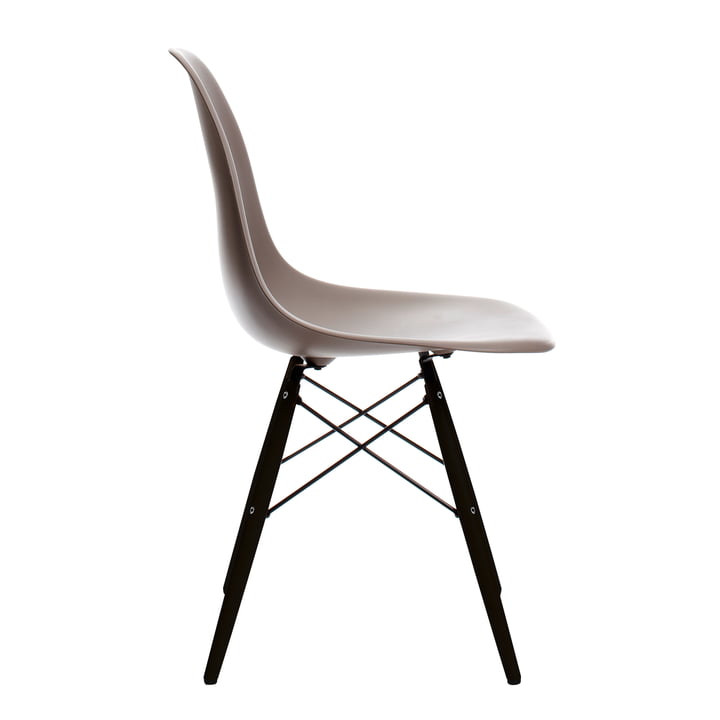 Eames Plastic Side Chair DSW von Vitra in Ahorn schwarz / mauve grau
