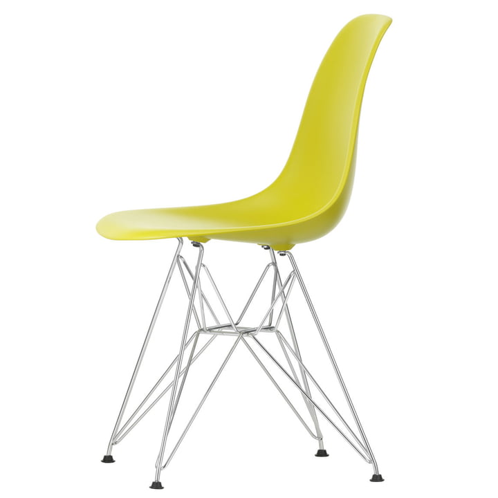 Eames Plastic Side Chair DSR von Vitra in verchromt / senf