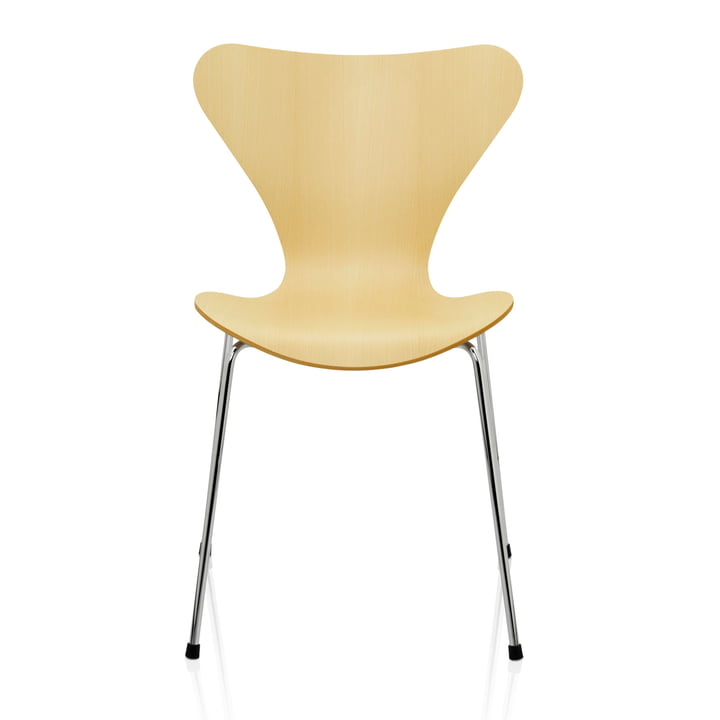 Serie 7 Stuhl (46,5 cm) von Fritz Hansen in Buche Natur / verchromt