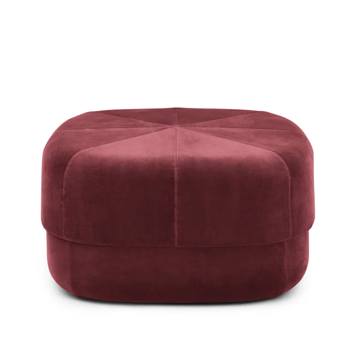 Circus Pouf in Groß von Normann Copenhagen aus dunkelrotem Velourleder