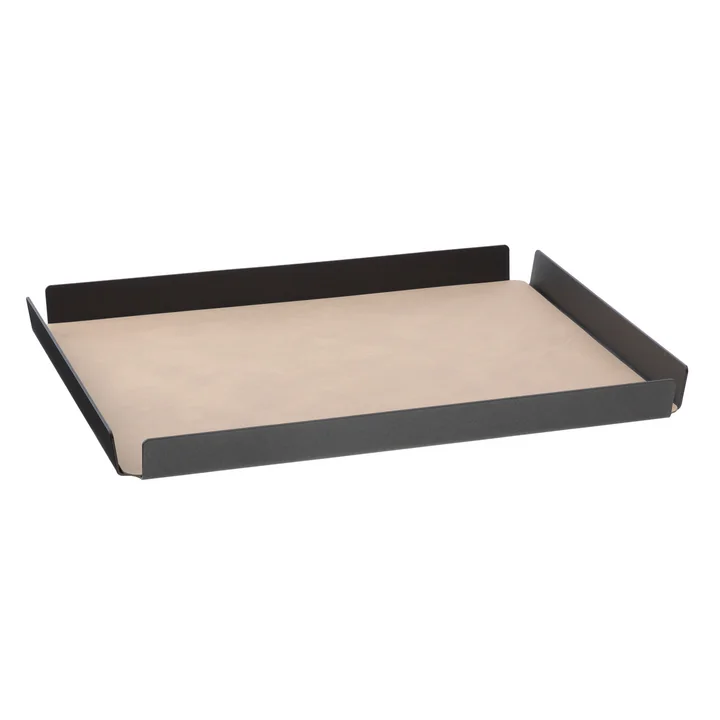 Tablett Square L 36 x 46 cm von Lind DNA in Alu Anthrazit, Double Cloud Brown / Nupo Sand