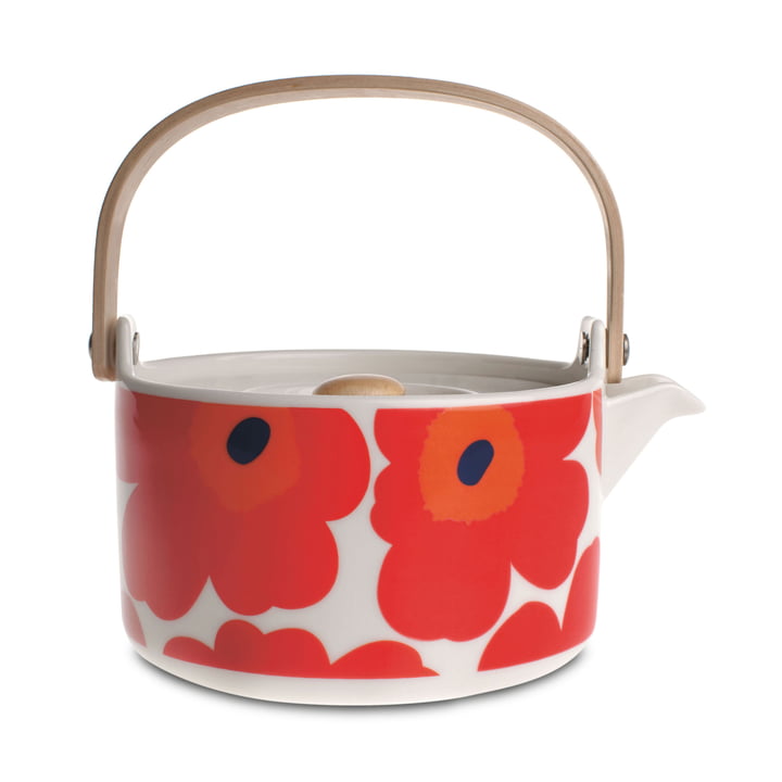 Die Oiva Unikko Teekanne von Marimekko in weiß / rot