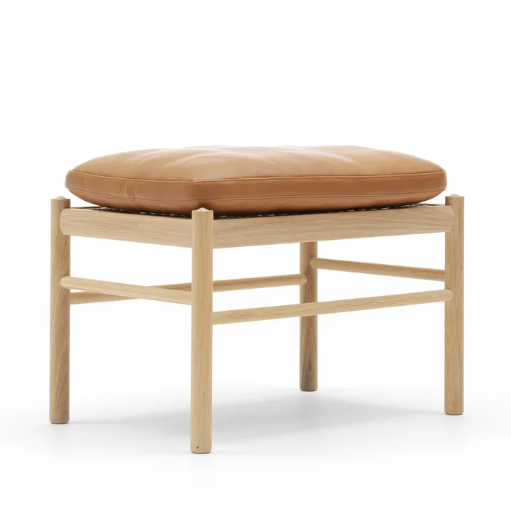 OW149 F Colonial Fußhocker von Carl Hansen aus Eiche geölt und Leder SIF 95