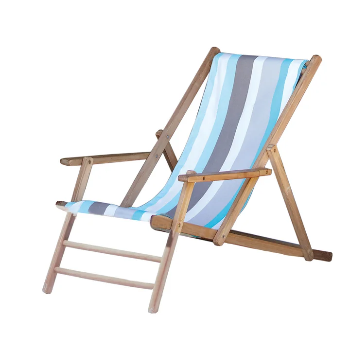 Jan Kurtz - Deckchair Teakholz, Bezug Designers Guild Streifen Tarifa