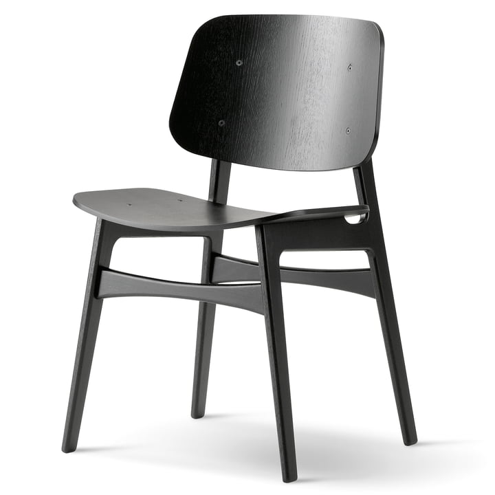 Søborg Stuhl von Fredericia aus Eiche schwarz lackiert