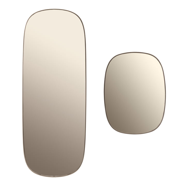 Der Framed Mirror in groß und klein in der Farbe taupe Glas