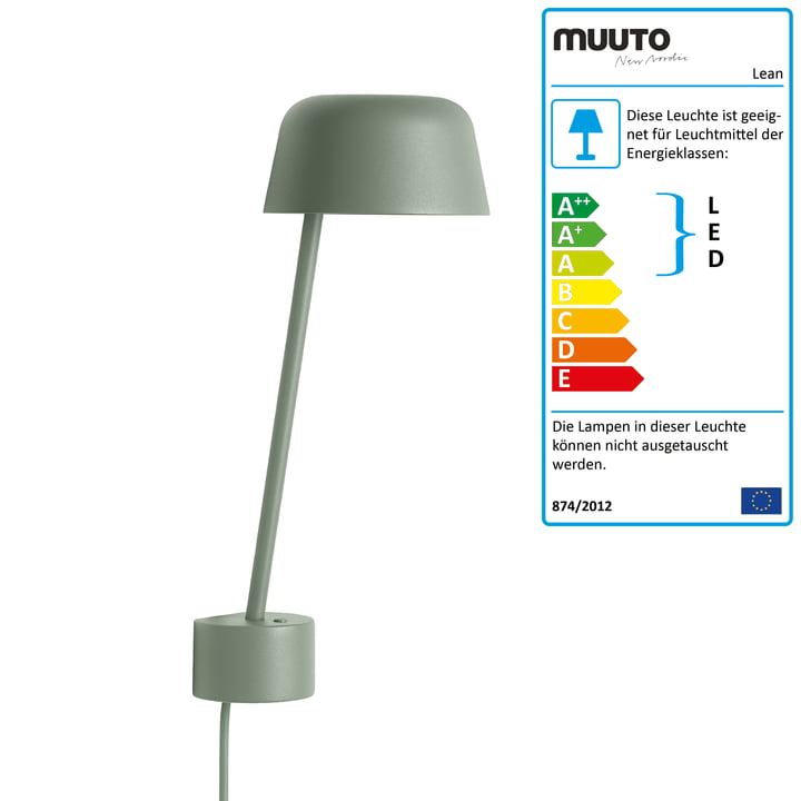 Muuto Lean Wandleuchte LED dusty green