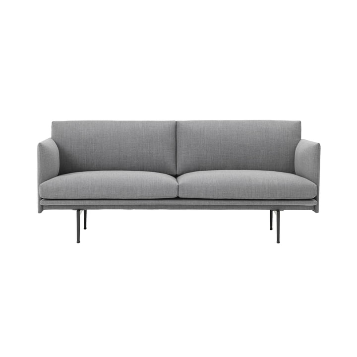 Muuto Outline Sofa 2 Sitzer Stoff hellgrau verkehrsschwarz frei