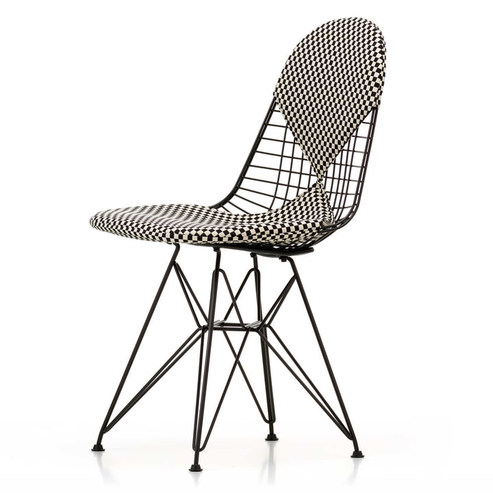 Vitra - Wire Chair DKR-2 Bikini, Hopsak Checker, Gestell schwarz, Filzgleiter (basic dark)