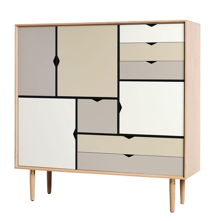 S3 Kommode von Andersen Furniture in Eiche geseift (Fronten Silber, Beige, Metallgrau)