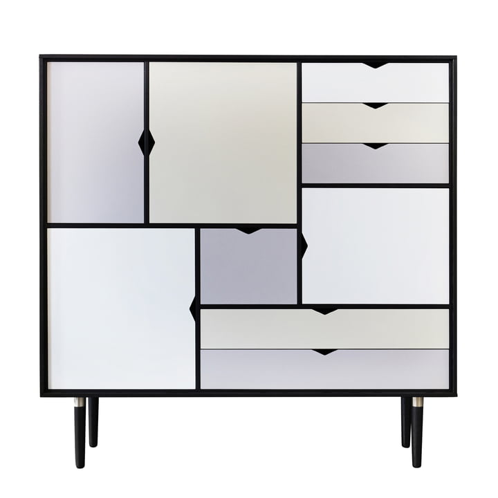 S3 Kommode von Andersen Furniture in Eiche schwarz lackiert (Fronten Silber, Beige, Metallgrau)