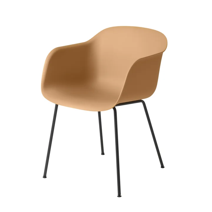Fiber Chair Tube Base von Muuto in schwarz / ocker