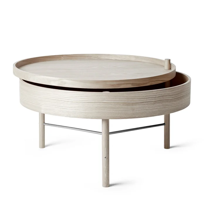 Turning Table von Audo in Eiche weiß / schwarze Chromstreben