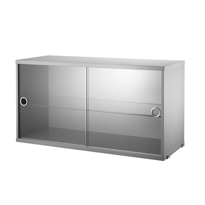 Vitrinenschrank mit Schiebetüren in Glas 78 x 30 cm von String in Grau