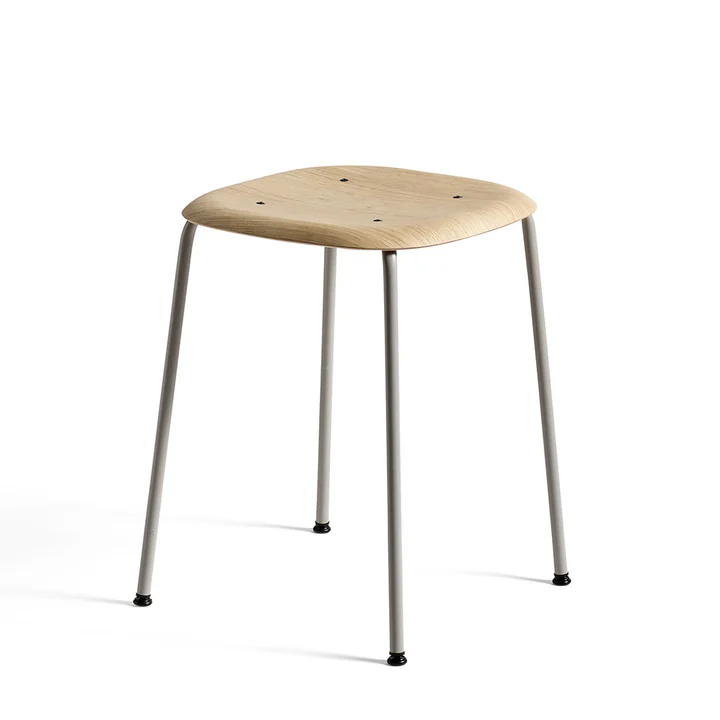 Soft Edge 70 Hocker von HAY in Eiche matt lackiert / Stahl soft grau pulverbeschichtet