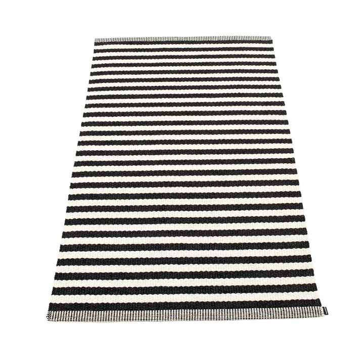 Duo Teppich 85 x 160 cm von Pappelina in Black / Vanilla