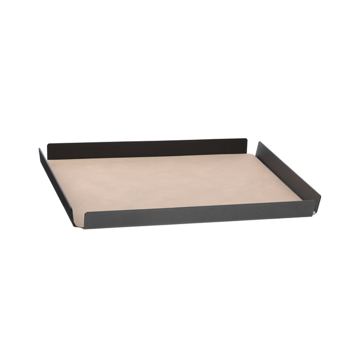 LindDNA - Tray Square M, 28 x 36 cm, Alu anthrazit, Double Cloud braun / Nupo sand (2 mm)