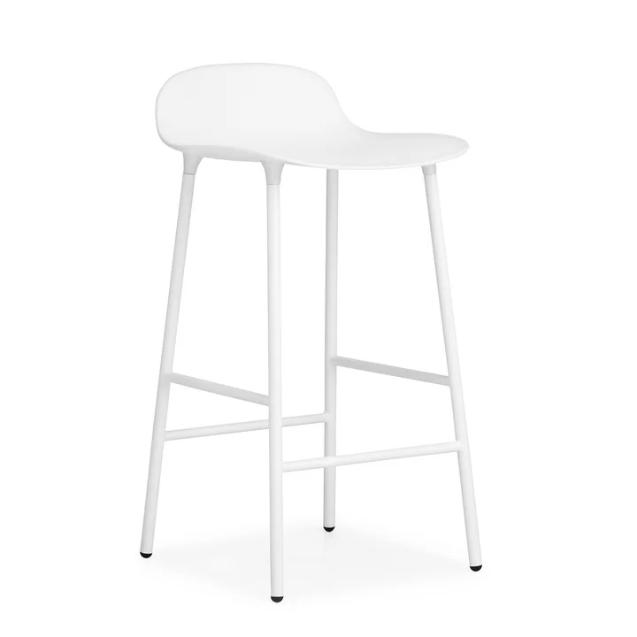 Form Barhocker (65 cm) von Normann Copenhagen in Weiß mit Stahlgestell