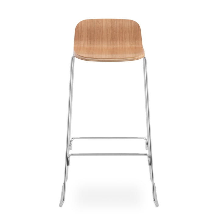 Just Barhocker mit Rückenlehne H 75 cm von Normann Copenhagen in Eiche natur / Chrom