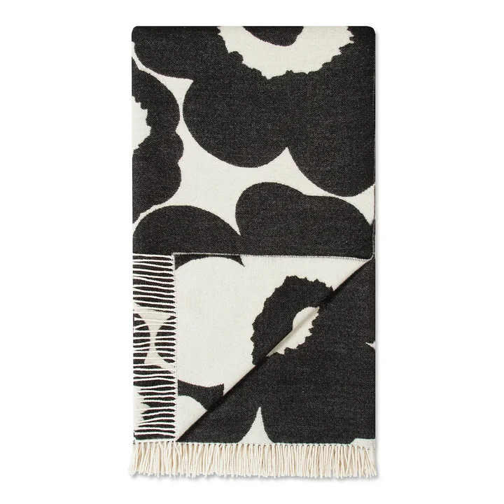 Unikko Wolldecke 130 x 192 cm von Marimekko in Schwarz / Weiß