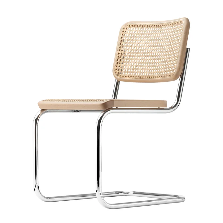 S 32 Stuhl von Thonet in Chrom / Buche Natur (TP 17) / Rohrgeflecht